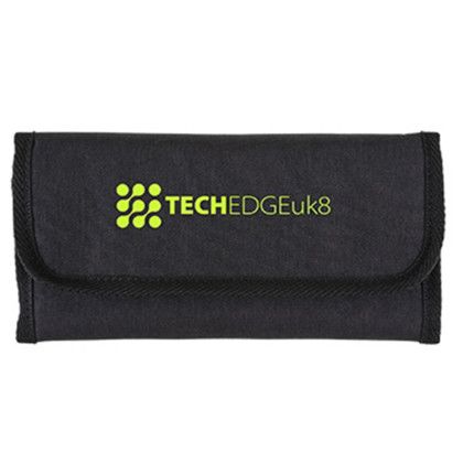 Custom RPET Roll-Up Tech Organizer - Heathered Black