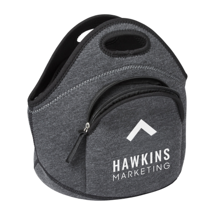 Custom Heathered Neoprene Lunch Cooler Tote Bag - Heather Dark Gray 