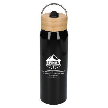 Custom Billy Eco-Friendly Aluminum Bottle with FSC Bamboo Lid - 26oz - Black Custom Billy Eco-Friendly Aluminum Bottle with FSC Bamboo Lid - 26oz - Black
