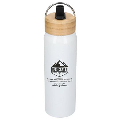 Custom Billy Eco-Friendly Aluminum Bottle with FSC Bamboo Lid - 26oz - White Custom Billy Eco-Friendly Aluminum Bottle with FSC Bamboo Lid - 26oz - White