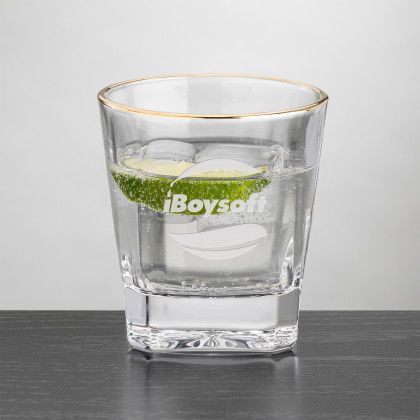 Custom Santana Gold Rim OTR Glass 10.5 oz - Deep Etch - In Use Custom Santana Gold Rim OTR Glass 10.5 oz - Deep Etch - In Use