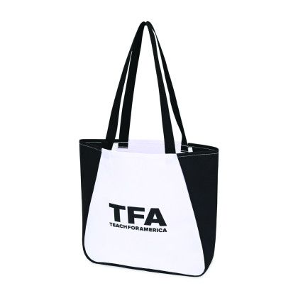 Custom Arlo Recycled rPET Tote - Black Side View Custom Arlo Recycled rPET Tote - Black Side View