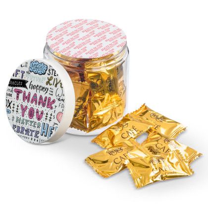 Custom 8 oz Jar of Individually Wrapped Coffee Candy - Open View