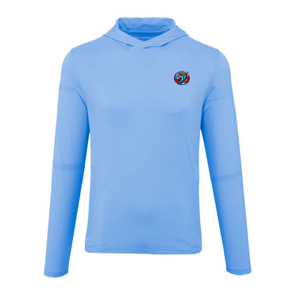 Custom Men's IZU Everything Performance Eco Hoodie - Sky Front View Custom Men's IZU Everything Performance Eco Hoodie - Sky Front View