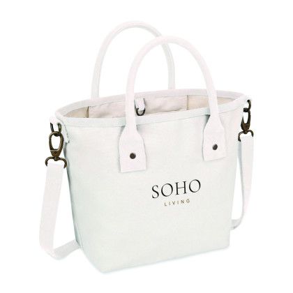 Custom Mini Market Street Crossbody Tote - Natural Side View Custom Mini Market Street Crossbody Tote - Natural Side View