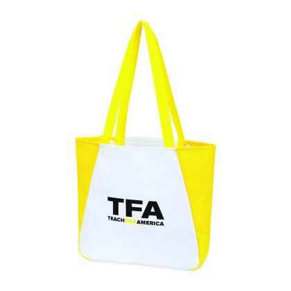 Custom Arlo Recycled rPET Tote - Yellow - Angle view Custom Arlo Recycled rPET Tote - Yellow - Angle view