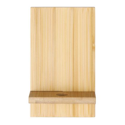 Custom Deluxe Bamboo Phone Holder & Stand - Bamboo Front view Custom Deluxe Bamboo Phone Holder & Stand - Bamboo Front view