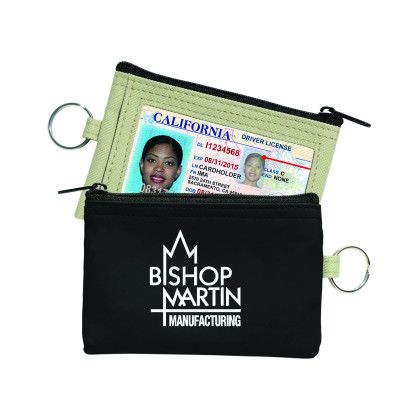 Custom Coin Pouch With Id Window & Split Ring - Black