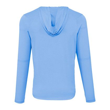 Custom Men's IZU Everything Performance Eco Hoodie - Sky Back View Custom Men's IZU Everything Performance Eco Hoodie - Sky Back View