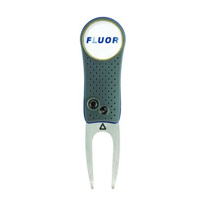 Custom Ahead Switchfix Divot Repair Tool - Gunmetal with Blue open view Custom Ahead Switchfix Divot Repair Tool - Gunmetal with Blue open view