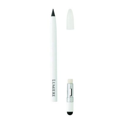 Custom Aluminum Inkless Pen with Eraser - White open view Custom Aluminum Inkless Pen with Eraser - White open view