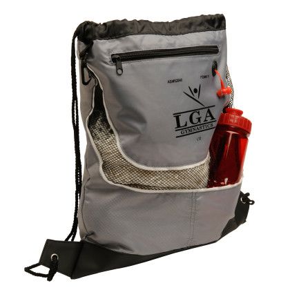Custom Tournament Drawstring Backpack - Gray Side view