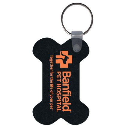 Custom Dog Bone Flat Tire Key Tag - Black Custom Dog Bone Flat Tire Key Tag - Black