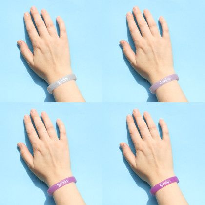 Custom UV Awareness Wrist Band - White In Use Custom UV Awareness Wrist Band - White In Use