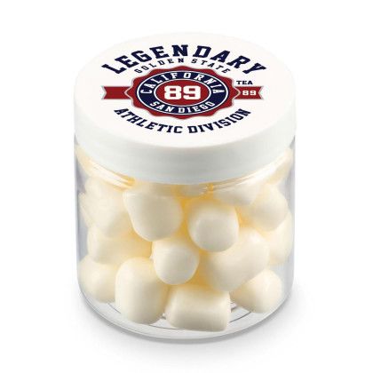 Custom 4 oz Jar of Mini Candy Covered Marshmallows - White