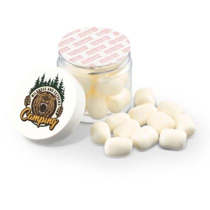 Custom 4 oz Jar of Mini Candy Covered Marshmallows - White Open View