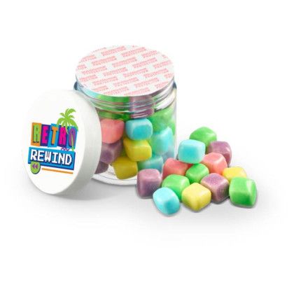 Custom 4 oz Jar of Mini Candy Covered Marshmallows - Assorted Open View