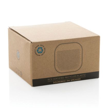 Custom Recycled Plastic Soundbox 3W Speaker - Black packaging