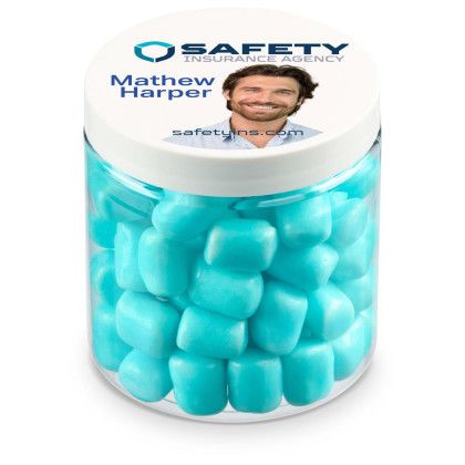 Custom 8 oz Jar of Mini Candy Covered Marshmallows - Blue