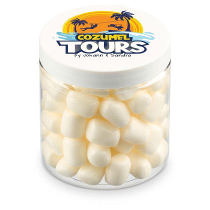 Custom 8 oz Jar of Mini Candy Covered Marshmallows - White