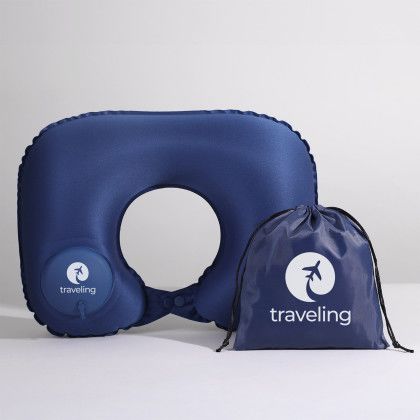 Custom Airie Inflatable Travel Neck Pillow - Blue Custom Airie Inflatable Travel Neck Pillow - Blue