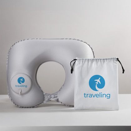 Custom Airie Inflatable Travel Neck Pillow - Grey Custom Airie Inflatable Travel Neck Pillow - Grey