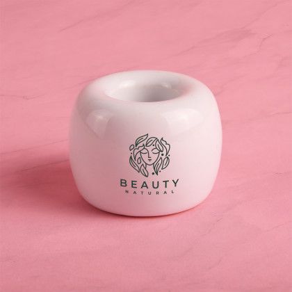 Custom Smilespot Ceramic Toothbrush Holder - White Custom Smilespot Ceramic Toothbrush Holder - White