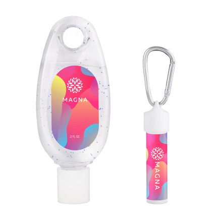 Custom Moisturizing Hand Sanitizer & Lip Moisturizer Carabiner Kit Custom Moisturizing Hand Sanitizer & Lip Moisturizer Carabiner Kit