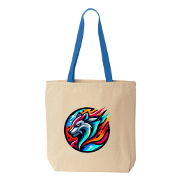 Custom Liberty Bags Natural Tote with Contrast-Color Handles - Natural with royal blue