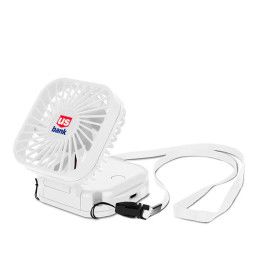 Custom Portable Rechargeable Desk and Neck Fan - White 