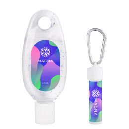 Custom Moisturizing Sanitizer & Lip Moisturizer SPF 15 Carabiner Kit 