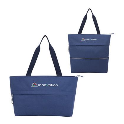 Custom Rio Extendable Polyester Zippered Tote - Navy blue Custom Rio Extendable Polyester Zippered Tote - Navy blue