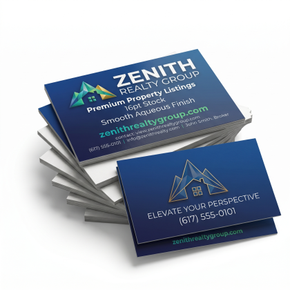Premium 16PT Aqueous Coated Business Card - Back & Front Design Premium 16PT Aqueous Coated Business Card - Back & Front Design