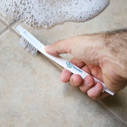 Custom Double Duty Utility Cleaning Brush - White Lifestyle View Custom Double Duty Utility Cleaning Brush - White Lifestyle View