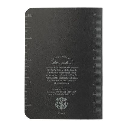 Custom 3.5" x 5.25" Rite in the Rain Soft Cover Notebook - Black Back View Custom 3.5" x 5.25" Rite in the Rain Soft Cover Notebook - Black Back View