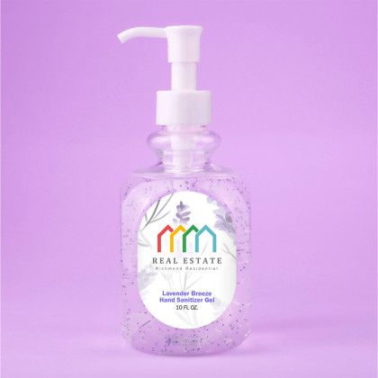 Custom Hand Sanitizer With Moisturizing Beads: 10 Oz - Lavender Breeze Custom Hand Sanitizer With Moisturizing Beads: 10 Oz - Lavender Breeze