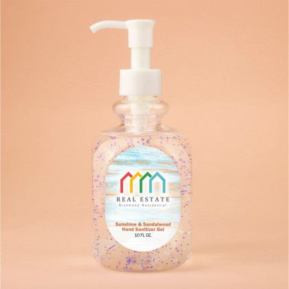 Custom Hand Sanitizer With Moisturizing Beads: 10 Oz - Sunshine and Sandalwood Custom Hand Sanitizer With Moisturizing Beads: 10 Oz - Sunshine and Sandalwood