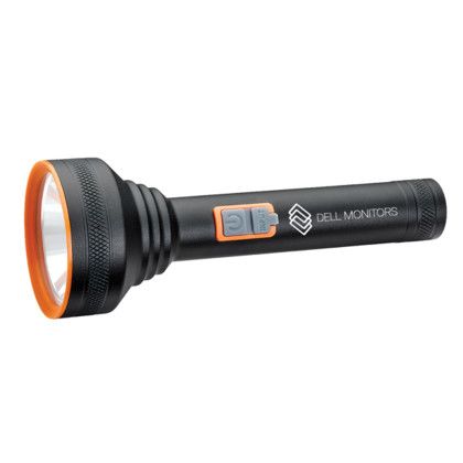 Custom Cedar Creek Goliath Rechargeable Led Flashlight - Black - Angle view Custom Cedar Creek Goliath Rechargeable Led Flashlight - Black - Angle view