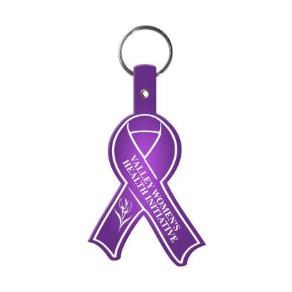 Custom Awareness Ribbon Flexible Key Tag - Translucent purple