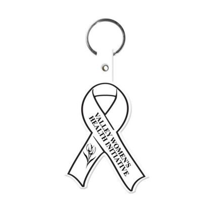 Custom Awareness Ribbon Flexible Key Tag - White