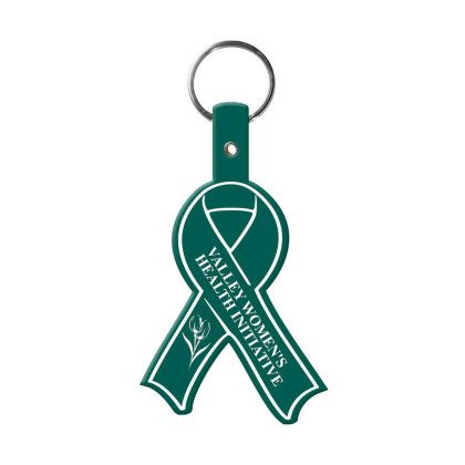 Custom Awareness Ribbon Flexible Key Tag - Dark green