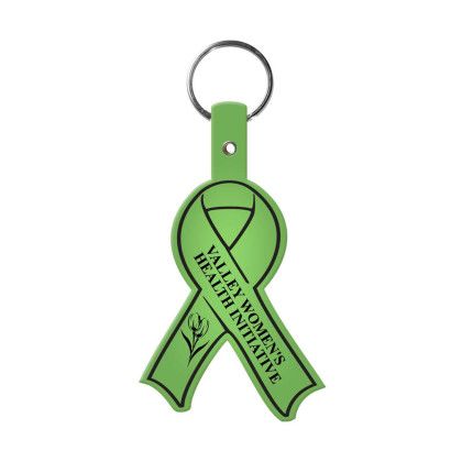 Custom Awareness Ribbon Flexible Key Tag - Translucent lime