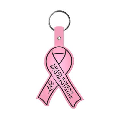 Custom Awareness Ribbon Flexible Key Tag - Translucent pink
