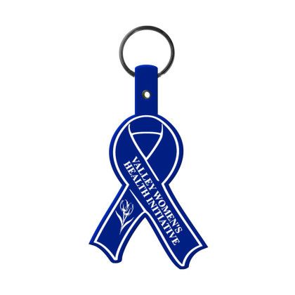 Custom Awareness Ribbon Flexible Key Tag - Blue