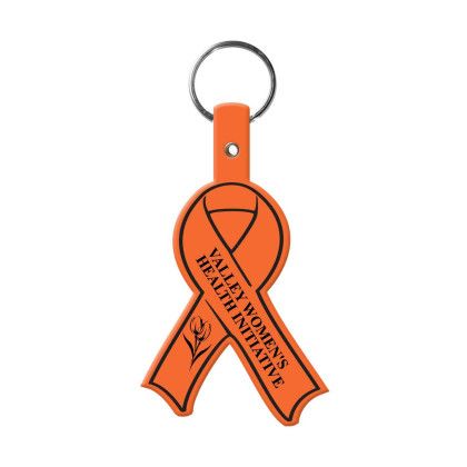 Custom Awareness Ribbon Flexible Key Tag - Orange