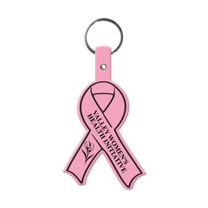 Custom Awareness Ribbon Flexible Key Tag - Pink