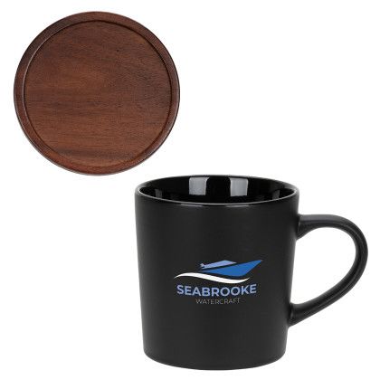 Custom Circo 16 oz Ceramic Mug with Wooden Lid Custom Circo 16 oz Ceramic Mug with Wooden Lid