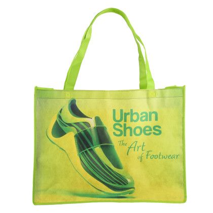 Custom Sublimated Large Non-Woven Shopping Tote - Lime