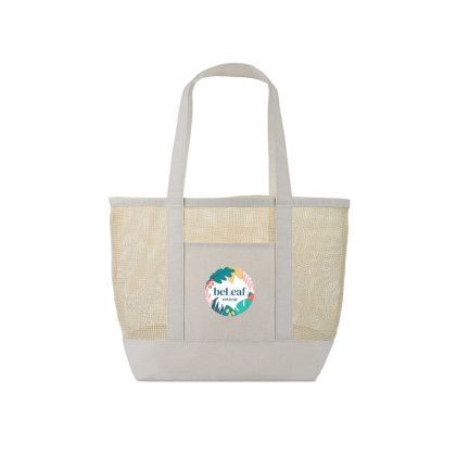 Custom Canvas Mesh Tote - Natural Custom Canvas Mesh Tote - Natural