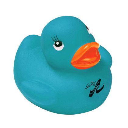 Imprinted Colorful 2" Rubber Ducks - Teal Imprinted Colorful 2" Rubber Ducks - Teal